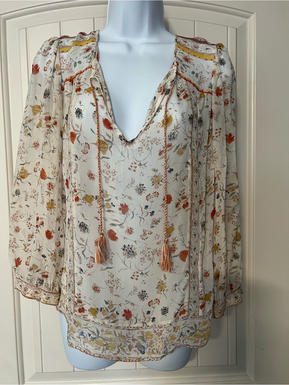 Joie Vernice Silk Peasant Blousr